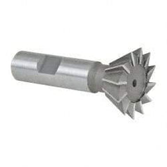 Made in USA - 1-3/8" Diam x 9/16" Width of Cut, 60° Included Angle, Cobalt Dovetail Cutter - 5/8" Shank Diam, 2-7/8" Overall Length, Weldon Flat, Uncoated - Exact Tool & Supply
