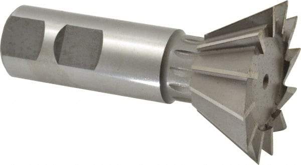 Made in USA - 1-7/8" Diam x 13/16" Width of Cut, 60° Included Angle, Cobalt Dovetail Cutter - 7/8" Shank Diam, 3-1/4" Overall Length, Weldon Flat, Uncoated - Exact Tool & Supply