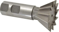 Made in USA - 1-7/8" Diam x 13/16" Width of Cut, 60° Included Angle, Cobalt Dovetail Cutter - 7/8" Shank Diam, 3-1/4" Overall Length, Weldon Flat, Uncoated - Exact Tool & Supply