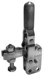 Lapeer - 200 Lb Holding Capacity, Vertical Handle, Manual Hold Down Toggle Clamp - 64° Handle Movement, 110° Bar Opening, U-Bar, Straight Base, Carbon Steel - Exact Tool & Supply