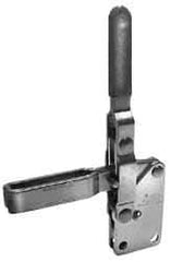 Lapeer - 600 Lb Holding Capacity, Vertical Handle, Manual Hold Down Toggle Clamp - 57° Handle Movement, 106° Bar Opening, U-Bar, Straight Base, Carbon Steel - Exact Tool & Supply