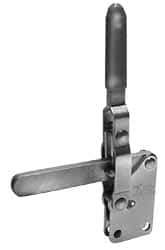Lapeer - 700 Lb Holding Capacity, Vertical Handle, Manual Hold Down Toggle Clamp - 57° Handle Movement, 106° Bar Opening, Solid Bar, Straight Base, Carbon Steel - Exact Tool & Supply