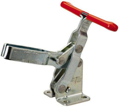 Lapeer - 600 Lb Holding Capacity, Vertical Handle, Manual Hold Down Toggle Clamp - 57° Handle Movement, 106° Bar Opening, U-Bar, Flanged Base, Carbon Steel - Exact Tool & Supply