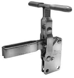 Lapeer - 600 Lb Holding Capacity, Vertical Handle, Manual Hold Down Toggle Clamp - 57° Handle Movement, 106° Bar Opening, U-Bar, Straight Base, Carbon Steel - Exact Tool & Supply