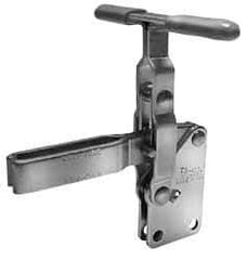 Lapeer - 600 Lb Holding Capacity, Vertical Handle, Manual Hold Down Toggle Clamp - 57° Handle Movement, 106° Bar Opening, U-Bar, Straight Base, Carbon Steel - Exact Tool & Supply