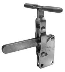 Lapeer - 700 Lb Holding Capacity, Vertical Handle, Manual Hold Down Toggle Clamp - 57° Handle Movement, 106° Bar Opening, Solid Bar, Straight Base, Carbon Steel - Exact Tool & Supply