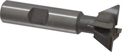 Made in USA - 1" Diam x 3/8" Width of Cut, 60° Included Angle, Carbide-Tipped Dovetail Cutter - 1/2" Shank Diam, 2-1/2" Overall Length, 0.02" Corner Radius, Weldon Flat, Uncoated - Exact Tool & Supply