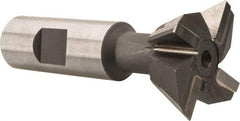 Made in USA - 1-1/2" Diam x 5/8" Width of Cut, 60° Included Angle, Carbide-Tipped Dovetail Cutter - 3/4" Shank Diam, 3-1/4" Overall Length, 0.02" Corner Radius, Weldon Flat, Uncoated - Exact Tool & Supply