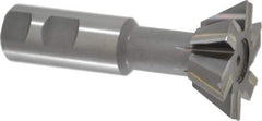 Made in USA - 2" Diam x 3/4" Width of Cut, 60° Included Angle, Carbide-Tipped Dovetail Cutter - 1" Shank Diam, 4-1/4" Overall Length, 0.02" Corner Radius, Weldon Flat, Uncoated - Exact Tool & Supply