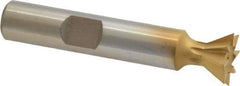 Whitney Tool Co. - 1/2" Diam x 7/32" Width of Cut, 60° Included Angle, High Speed Steel Dovetail Cutter - 3/8" Shank Diam, 2-1/8" Overall Length, Weldon Flat, TiN Coated - Exact Tool & Supply