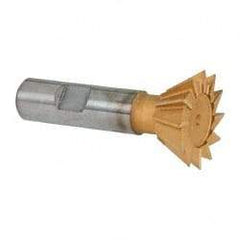 Whitney Tool Co. - 1-3/8" Diam x 9/16" Width of Cut, 60° Included Angle, High Speed Steel Dovetail Cutter - 5/8" Shank Diam, 2-7/8" Overall Length, Weldon Flat, TiN Coated - Exact Tool & Supply