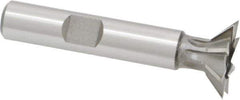 Made in USA - 3/4" Diam x 3/16" Width of Cut, 45° Included Angle, High Speed Steel Dovetail Cutter - 3/8" Shank Diam, 1-15/16" Shank Length, 2-1/8" Overall Length, Weldon Flat, Uncoated - Exact Tool & Supply
