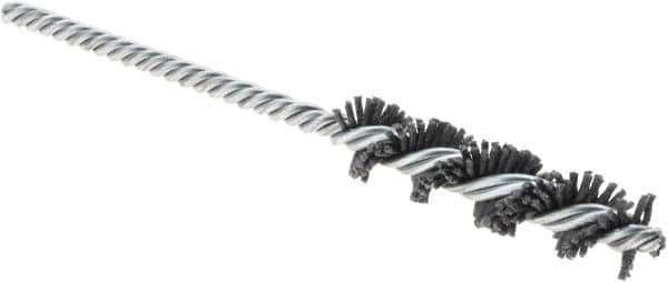 Weiler - 1/2" Diam Helical Nylon Tube Brush - Double Spiral, 0.04" Filament Diam, 2" Brush Length, 5" OAL, 3/16" Diam Galvanized Steel Shank - Exact Tool & Supply