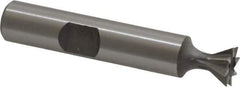 Made in USA - 3/8" Diam x 3/16" Width of Cut, 60° Included Angle, High Speed Steel Dovetail Cutter - 3/8" Shank Diam, 2-1/8" Overall Length, Weldon Flat, Uncoated - Exact Tool & Supply