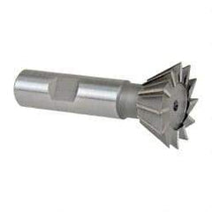 Made in USA - 1-3/8" Diam x 9/16" Width of Cut, 60° Included Angle, High Speed Steel Dovetail Cutter - 5/8" Shank Diam, 2-7/8" Overall Length, Weldon Flat, Uncoated - Exact Tool & Supply