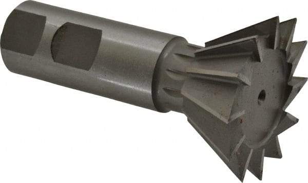 Made in USA - 1-7/8" Diam x 13/16" Width of Cut, 60° Included Angle, High Speed Steel Dovetail Cutter - 7/8" Shank Diam, 3-1/4" Overall Length, Weldon Flat, Uncoated - Exact Tool & Supply