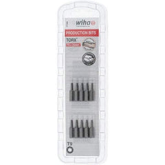 Wiha - 1/4" Drive T9 Torx Screwdriver Bit - 1" OAL, Insert Bit - Exact Tool & Supply
