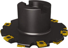 Seco - Shell Mount Connection, 0.1969" Cutting Width, 0.8819" Depth of Cut, 80mm Cutter Diam, 0.8661" Hole Diam, 5 Tooth Indexable Slotting Cutter - R335.19 Toolholder, SNHQ 1103 Insert, Right Hand Cutting Direction - Exact Tool & Supply