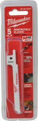 Milwaukee Tool - 3-1/2" Long x 5/16" Thick, Bi-Metal Reciprocating Saw Blade - Scroll Profile, 10 TPI, Toothed Edge, Universal Shank - Exact Tool & Supply