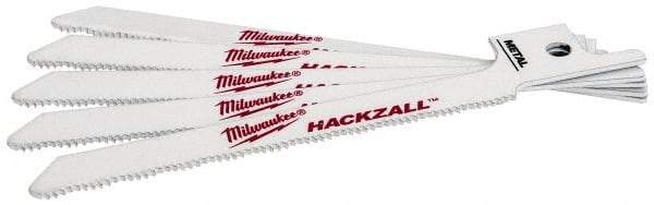 Milwaukee Tool - 3-1/2" Long x 5/16" Thick, Bi-Metal Reciprocating Saw Blade - Scroll Profile, 24 TPI, Toothed Edge, Universal Shank - Exact Tool & Supply