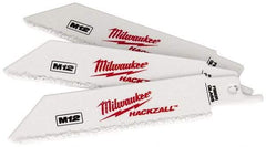 Milwaukee Tool - 4" Long x 3/4" Thick, Bi-Metal Reciprocating Saw Blade - Scroll Profile, Continuous Edge, Universal Shank - Exact Tool & Supply