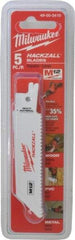 Milwaukee Tool - 4" Long x 3/4" Thick, Bi-Metal Reciprocating Saw Blade - Straight Profile, 10 TPI, Toothed Edge, Universal Shank - Exact Tool & Supply