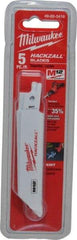 Milwaukee Tool - 4" Long x 3/4" Thick, Bi-Metal Reciprocating Saw Blade - Straight Profile, 18 TPI, Toothed Edge, Universal Shank - Exact Tool & Supply