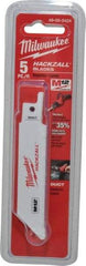 Milwaukee Tool - 4" Long x 3/4" Thick, Bi-Metal Reciprocating Saw Blade - Straight Profile, 24 TPI, Toothed Edge, Universal Shank - Exact Tool & Supply