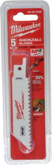 Milwaukee Tool - 4" Long x 3/4" Thick, Bi-Metal Reciprocating Saw Blade - Straight Profile, 6 TPI, Toothed Edge, Universal Shank - Exact Tool & Supply