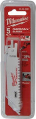 Milwaukee Tool - 4" Long x 3/4" Thick, Bi-Metal Reciprocating Saw Blade - Straight Profile, 6 TPI, Toothed Edge, Universal Shank - Exact Tool & Supply