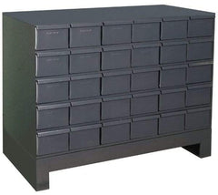 Durham - 30 Bin Drawer Cabinet System - 17-1/4 Inch Overall Depth x 26-7/8 Inch Overall Height, Gray Steel Bins - Exact Tool & Supply