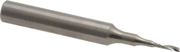 Onsrud - 1/16" Cutting Diam x 1/4" Length of Cut, 1 Flute, Upcut Spiral Router Bit - Uncoated, Right Hand Cut, Solid Carbide, 2" OAL x 1/4" Shank Diam, Single Edge, 21° Helix Angle - Exact Tool & Supply