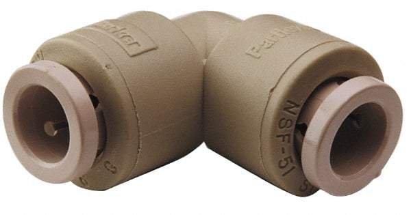 Parker - 3/8 x 1/4" Outside Diam, Kynar Push-to-Connect Tube Union Elbow - 300 Max psi, Tan - Exact Tool & Supply