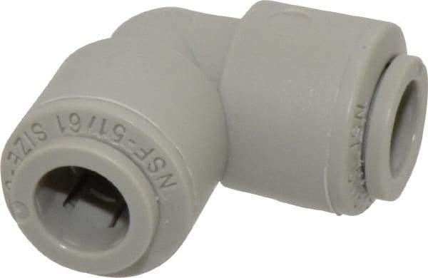 Parker - 3/8" Outside Diam, Acetal Push-to-Connect Tube Union Elbow - 300 Max psi, Tan - Exact Tool & Supply