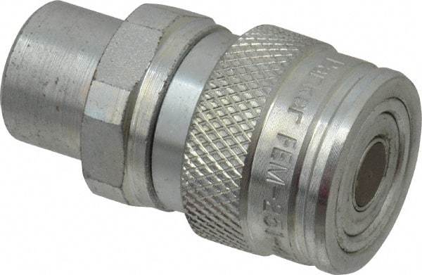 Parker - 1/4-18 NPSF Steel Hydraulic Hose Female Pipe Thread Coupler & No Lock Fitting - 4,568 psi - Exact Tool & Supply