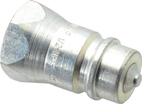 Parker - 1/2 NPTF Steel Hydraulic Hose Female Pipe Thread Nipple & Poppet - 3,000 psi - Exact Tool & Supply
