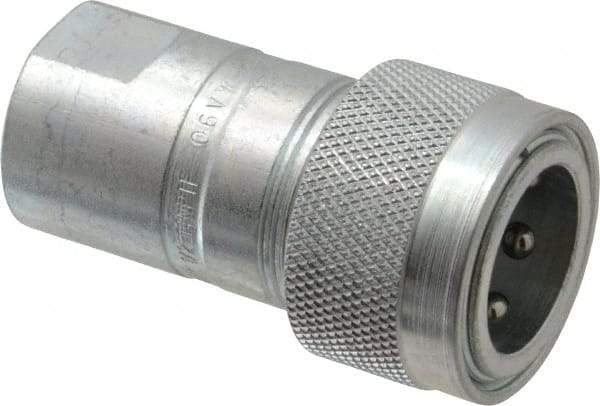Parker - 1/2 NPTF Steel Hydraulic Hose Female Pipe Thread Coupler & Poppet - 3,000 psi - Exact Tool & Supply