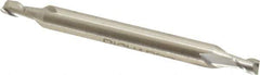 Made in USA - 1/8", 3/16" LOC, 3/16" Shank Diam, 2" OAL, 2 Flute, High Speed Steel Square End Mill - Double End, Uncoated, Spiral Flute, 30° Helix, Centercutting - Exact Tool & Supply