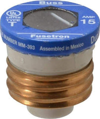 Cooper Bussmann - 125 VAC, 15 Amp, Time Delay Plug Fuse - Fuse Holder Mount, 2.38" OAL, 10 (RMS Symmetrical) kA Rating, 2-1/4" Diam - Exact Tool & Supply
