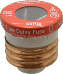 Cooper Bussmann - 125 VAC, 20 Amp, Time Delay Plug Fuse - Fuse Holder Mount, 2.38" OAL, 10 (RMS Symmetrical) kA Rating, 2-1/4" Diam - Exact Tool & Supply
