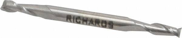 Made in USA - 5/32", 7/16" LOC, 3/16" Shank Diam, 2-1/4" OAL, 2 Flute, Cobalt Square End Mill - Double End, Uncoated, Spiral Flute, 30° Helix, Centercutting - Exact Tool & Supply
