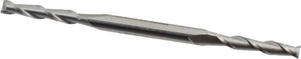 Made in USA - 5/32", 7/8" LOC, 3/16" Shank Diam, 3-1/4" OAL, 2 Flute, High Speed Steel Square End Mill - Double End, Uncoated, Spiral Flute, 30° Helix, Centercutting - Exact Tool & Supply