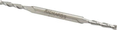 Made in USA - 1/8", 3/4" LOC, 3/16" Shank Diam, 3-1/8" OAL, 2 Flute, Cobalt Square End Mill - Double End, Uncoated, Spiral Flute, 30° Helix, Centercutting - Exact Tool & Supply