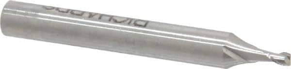 Made in USA - 0.07", 0.105" LOC, 3/16" Shank Diam, 1-1/2" OAL, 2 Flute, High Speed Steel Square End Mill - Single End, Uncoated, Centercutting - Exact Tool & Supply