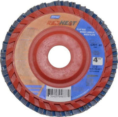Norton - 40 Grit, 4-1/2" Disc Diam, 7/8" Center Hole, Type 27 Ceramic Flap Disc - 13,000 Max RPM, Plastic Backing, Arbor Attaching System, Coated - Exact Tool & Supply