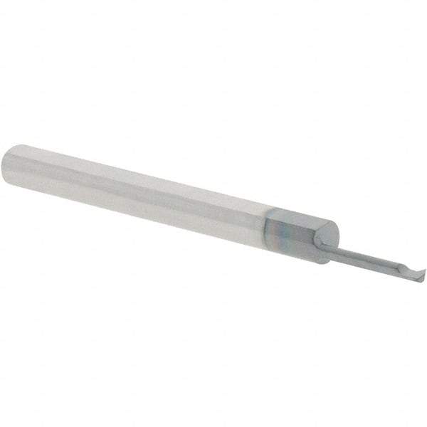 Scientific Cutting Tools - 0.3" Cutting Depth, 40 to 80 TPI, 0.06" Diam, Internal Thread, Solid Carbide, Single Point Threading Bar - AlTiN+ Finish, 1-1/2" OAL, 1/8" Shank Diam, 0.02" Projection from Edge, 60° Profile Angle - Exact Tool & Supply
