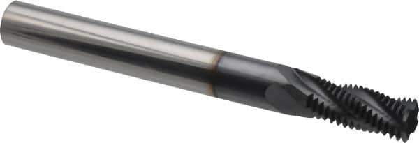 Scientific Cutting Tools - M12x1.25 Metric Fine, 0.345" Cutting Diam, 4 Flute, Solid Carbide Helical Flute Thread Mill - Internal/External Thread, 20.5mm LOC, 3-1/2" OAL, 3/8" Shank Diam - Exact Tool & Supply