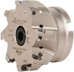 Walter - 8 Inserts, 4" Cut Diam, 1-1/2" Arbor Diam, 0.591" Max Depth of Cut, Indexable Square-Shoulder Face Mill - 0/90° Lead Angle, 2.48" High, AD.T 1606.. Insert Compatibility, Series F4042 - Exact Tool & Supply
