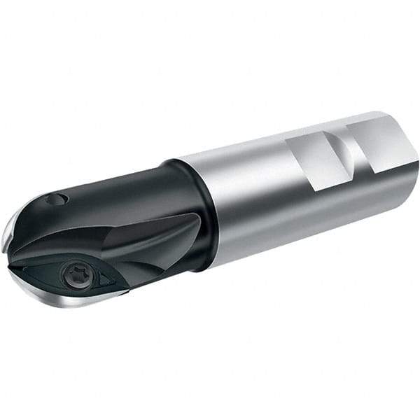 Walter - 3/4" Cut Diam, 0.59" Max Depth of Cut, 3/4" Shank Diam, 3.41" OAL, Indexable Ball Nose End Mill - 1.38" Head Length, Straight Shank, F2339 Toolholder, XDMT 16T3095 R Insert - Exact Tool & Supply