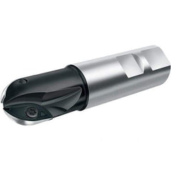 Walter - 3/4" Cut Diam, 0.59" Max Depth of Cut, 3/4" Shank Diam, 3.41" OAL, Indexable Ball Nose End Mill - 1.38" Head Length, Straight Shank, F2339 Toolholder, XDMT 16T3095 R Insert - Exact Tool & Supply